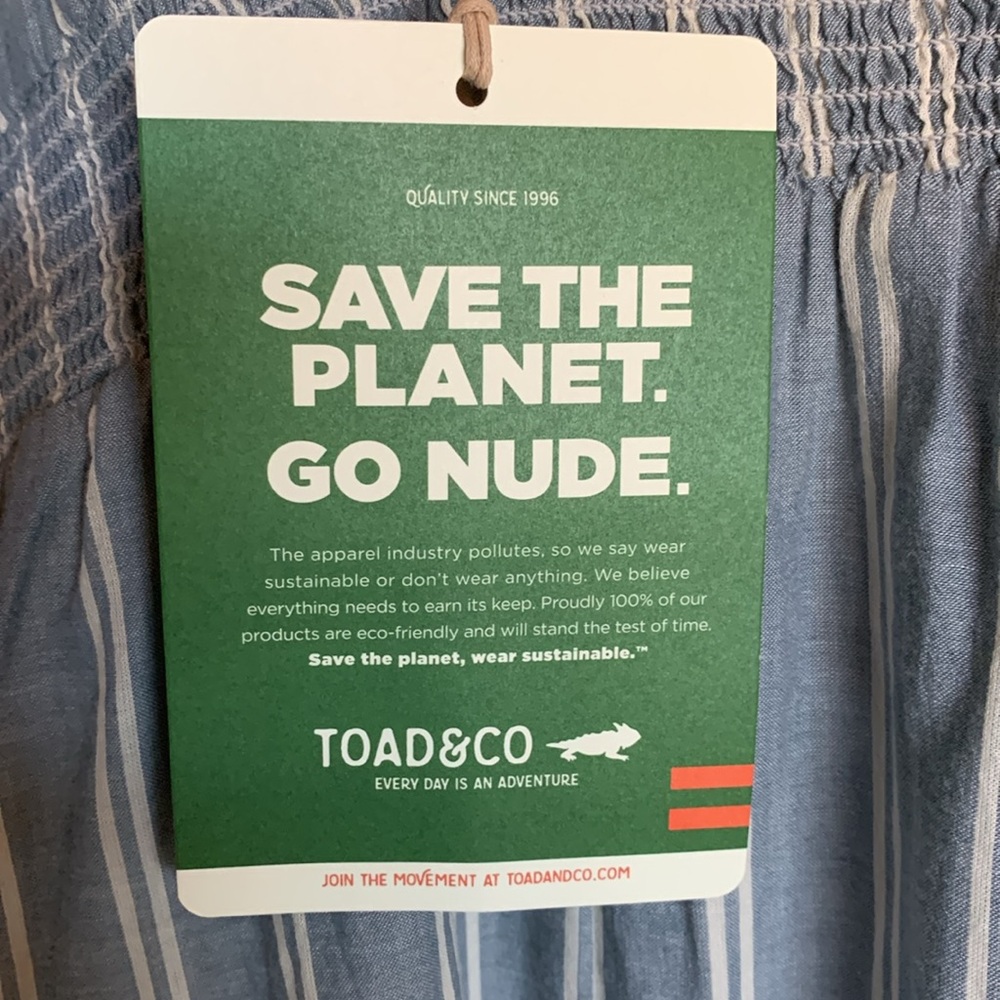 NWT Toad & Co Airbrush Maxi Dress High Tide 100% organic cotton uneven stripe XS - Picture 10 of 17